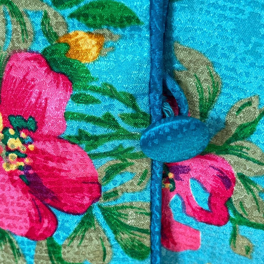 Adrianna Papell Silk Blazer Jacket 8 Blue Pink Floral Cottagecore Elegant Top - Picture 8 of 8